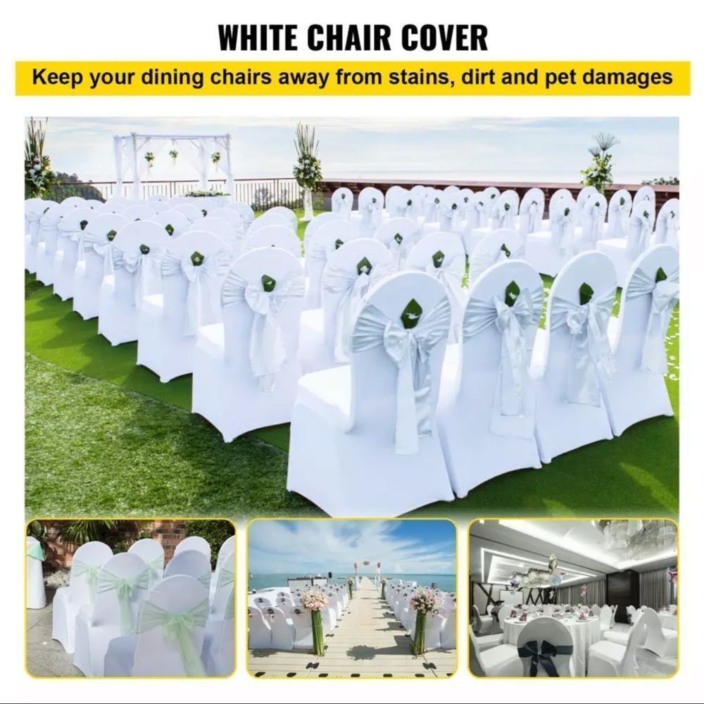 𝅺white elastic chair covers